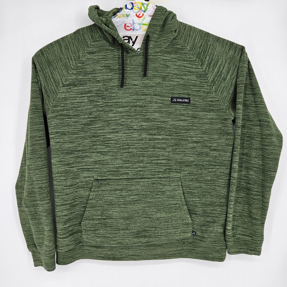 Coalatree Evolution Hoodie Mens XL Green Pullover Sweatshirt Thumbholes Fleece‎